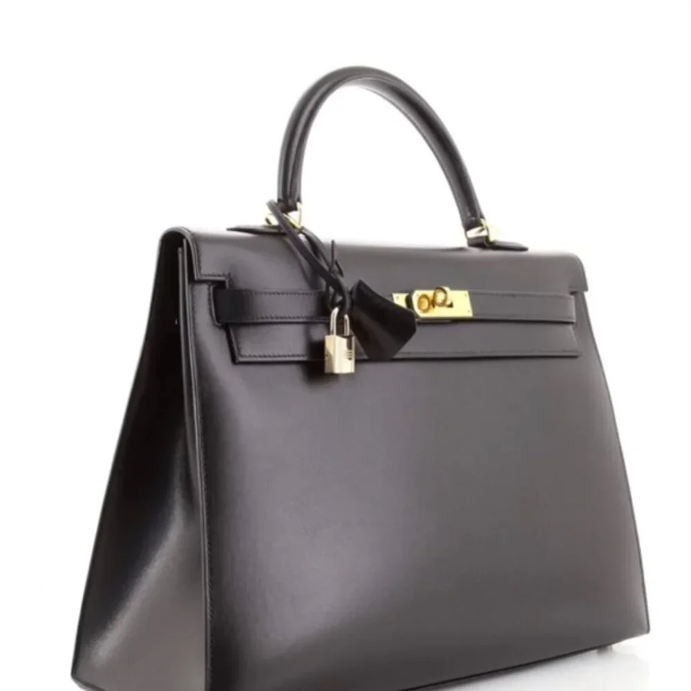 Hermès Kelly Handbag Noir Box Calf with Gold Hardware 35 - Picture 3 of 10